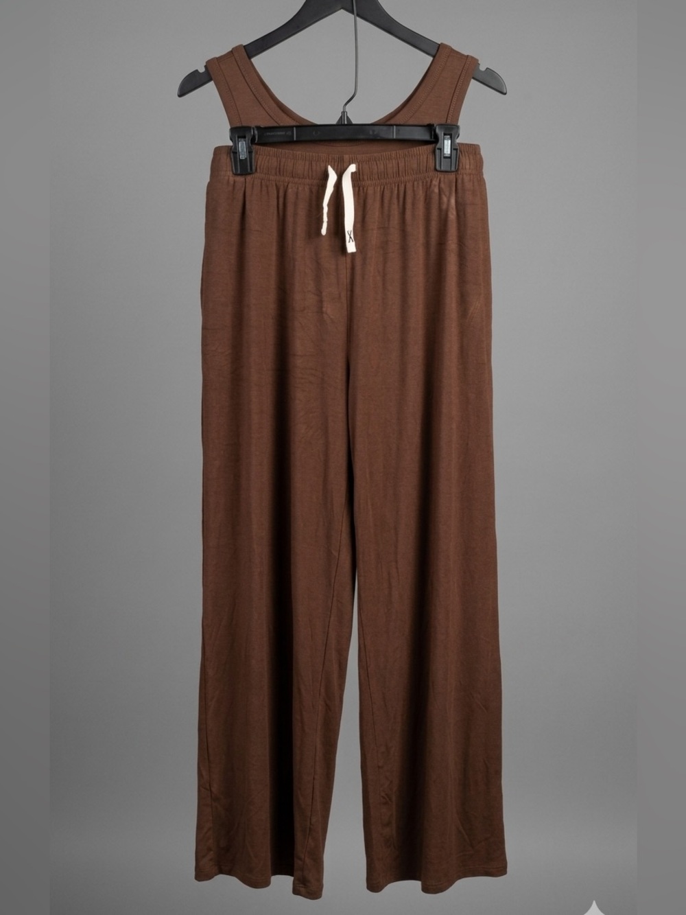 Women's Brown Tank Top with Drawstring Waist Lounge Pants